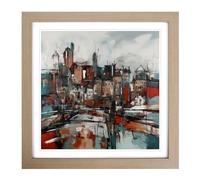City of Belfast Abstract Expressionism No.3 Framed Print | 18x18 Inch Oak Framed Wall Art | Ready to Hang | Eclectic Cityscape Picture | Living Room Bedroom Lounge Office