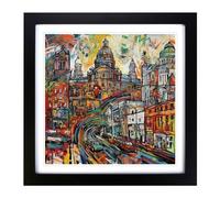 City of Belfast Expressionism Framed Print | 18x18 Inch Black Framed Wall Art | Ready to Hang | Eclectic Cityscape Picture | Living Room Bedroom Lounge Office