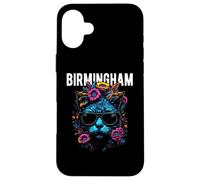 City of Birmingham Cat Wearing Sunglasses and Flowers Design Case for iPhone 16 Plus