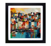City of Bristol Abstract Art Framed Wall Art Print 18x18 Inch Black