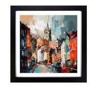 City of Bristol Abstract Art Framed Wall Art Print 18x18 Inch Black