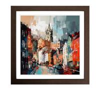 City of Bristol Abstract Art Framed Wall Art Print Walnut