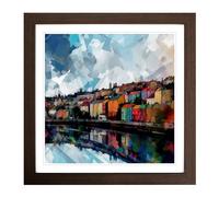 City of Bristol Abstract Art Framed Wall Art Print Walnut