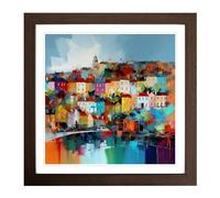 City of Bristol Abstract Art Framed Wall Art Print Walnut