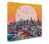 City of Cardiff Color Field Canvas Wall Art Print Ready to Hang, Framed Picture for Living Room Bedroom Home Office Décor, 50x50 cm (20x20 Inch)