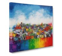 City of Cardiff Color Field No.4 Canvas Wall Art Print Ready to Hang, Framed Picture for Living Room Bedroom Home Office Décor, 50x50 cm (20x20 Inch)