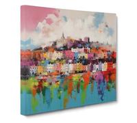 City of Cardiff Color Field No.5 Canvas Wall Art Print Ready to Hang, Framed Picture for Living Room Bedroom Home Office Décor, 50x50 cm (20x20 Inch)