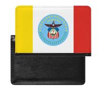 City of Columbus Flag Leather Passport Holder ID Card Protector Portable Cover Case Travel Wallet for Men Women
