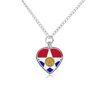 City of Dalla Flag Pet Urns Necklace Jewelry Metal Heart Pendant Memorial Necklaces for Ashes with Funnel Kit