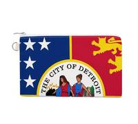 City of Detroit Michigan Flag Funny Coin Purse Portable Zipper Change Multifunctional Pouch Bag Gift for Men Women