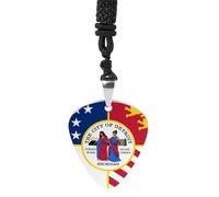 City of Detroit Michigan Flag Guitar Pick Necklace Metal Pendant Necklaces Jewelry Rock Accessories Gifts for Women Men