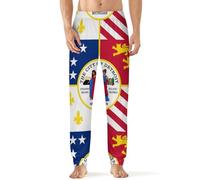 City of Detroit Michigan Flag Men's Breathable Pajama Pants Soft Lounge Pant Leisure Sleep Bottoms Gift for Home Beach Yoga 5XL