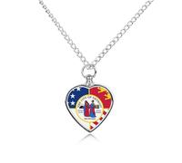 City of Detroit Michigan Flag Pet Urns Necklace Jewelry Metal Heart Pendant Memorial Necklaces for Ashes with Funnel Kit