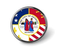City of Detroit Michigan Flag Round Metal Badges Decorative Brooches Fashionable Lapel Pin for Hat Backpack Clothing