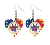 City of Detroit Michigan Flag Wooden Earrings Pendants Lightweight Wood Drop Charms Statement Jewelry Gifts for Women Circular