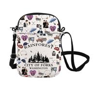City Of Forks Twilight Merch Edward's Girl Gift Forks Washington Gift Vampire Lover Crossbody Bag Forks Washington Gift (RAINFOREST CB UK)