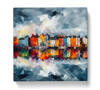City of Galway Abstract Art Canvas Wall Art Print 20x20 Inch