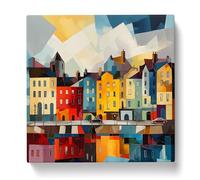 City of Galway Cubism Canvas Wall Art Print 20x20 Inch
