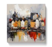 City of Galway Gestural Art Canvas Wall Art Print 20x20 Inch