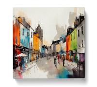 City of Galway Gestural Art Canvas Wall Art Print 20x20 Inch