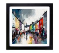 City of Galway Gestural Art Framed Wall Art Print 18x18 Inch Black