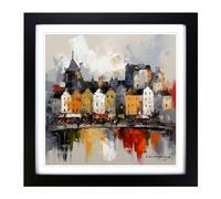 City of Galway Gestural Art Framed Wall Art Print 18x18 Inch Black