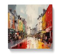 City of Galway Gestural Art No.1 Canvas Print | Gallery Wrapped 30mm Frame Wall Art | 20x20 inches | Ready to Hang | Eclectic Cityscape Picture | Living Room Bedroom Lounge Office