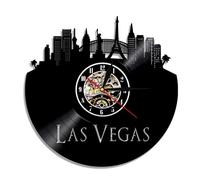 City Of Gambling Las Vegas Skyline Wall Clock Las Vegas Cityscape Home Decor Nevada Architecture Vintage Vinyl Record Wall Clock Without LED