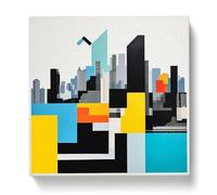 City of Hong Kong Suprematism No.6 Canvas Print | Gallery Wrapped 30mm Frame Wall Art | 20x20 inches | Ready to Hang | Modern Cityscape Picture | Living Room Bedroom Lounge Office