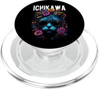 City of Ichikawa Cat Wearing Sunglasses and Flowers Design PopSockets PopGrip for MagSafe