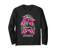 City of Innsbruck Messy Hair Bun Ribbon Sunglasses Design Long Sleeve T-Shirt