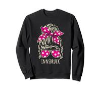 City of Innsbruck Messy Hair Bun Ribbon Sunglasses Design Sweatshirt