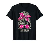 City of Innsbruck Messy Hair Bun Ribbon Sunglasses Design T-Shirt