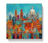 City of Liverpool Expressionism Canvas Print | Gallery Wrapped 30mm Frame Wall Art | 20x20 inches | Ready to Hang | Eclectic Cityscape Picture | Living Room Bedroom Lounge Office