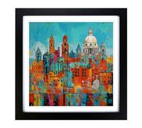 City of Liverpool Expressionism Framed Print | 18x18 Inch Black Framed Wall Art | Ready to Hang | Eclectic Cityscape Picture | Living Room Bedroom Lounge Office