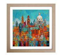 City of Liverpool Expressionism Framed Print | 18x18 Inch Oak Framed Wall Art | Ready to Hang | Eclectic Cityscape Picture | Living Room Bedroom Lounge Office