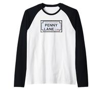 City of Liverpool Penny Lane L18 Street Sign Aged Raglan Baseball Tee