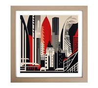 City of London Constructivism Framed Print | 18x18 Inch Oak Framed Wall Art | Ready to Hang | Modern Cityscape Picture | Living Room Bedroom Lounge Office