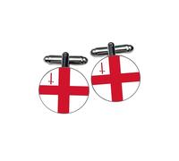 City of London County Flag Cufflinks - Premium Brass Alloy with Silver Finish, Vibrant Flag Design, Gift Boxed - Gift for County Pride, Weddings & Special Occasions