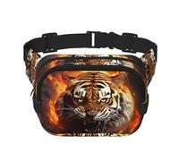 City of London Fanny Pack for Women Men Fashion Waist Pack Adjustable Belt Bag for Workout Running Travelling Casual Waist Bag, Tiger Fierce Flames, One Size