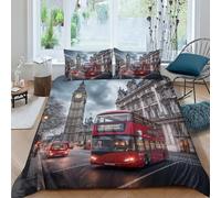 City of LondonDuvet Cover Set 3D Printed Quilt Cover Microfiber Bedding Set Modern City Scene Ultra Soft Hypoallergenic Comforter Cover with Zipper Closure for Teen Adult King（220x240cm）