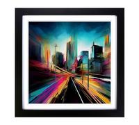 City of Los Angeles Abstract No.1 Framed Wall Art Print, Ready to Hang Picture for Living Room Bedroom Home Office, Black 18 x 18 Inch (45 x 45 cm)