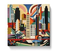 City of Los Angeles Constructivism No.3 Canvas Print for Living Room Bedroom Home Office Décor, Wall Art Picture Ready to Hang, 20x20 Inch (50x50 cm)