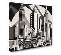 City of Los Angeles Constructivism No.4 Canvas Wall Art Print Ready to Hang, Framed Picture for Living Room Bedroom Home Office Décor, 50x50 cm (20x20 Inch)