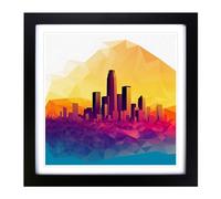 City of Los Angeles Polygon No.1 Framed Wall Art Print, Ready to Hang Picture for Living Room Bedroom Home Office, Black 18 x 18 Inch (45 x 45 cm)
