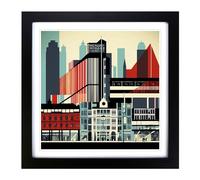 City of Manchester Constructivism No.1 Framed Print | 18x18 Inch Black Framed Wall Art | Ready to Hang | Modern Cityscape Picture | Living Room Bedroom Lounge Office