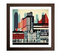 City of Manchester Constructivism No.1 Framed Print | 18x18 Inch Walnut Framed Wall Art | Ready to Hang | Modern Cityscape Picture | Living Room Bedroom Lounge Office
