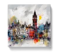 City of Manchester Gestural Art No.1 Canvas Print | Gallery Wrapped 30mm Frame Wall Art | 20x20 inches | Ready to Hang | Eclectic Cityscape Picture | Living Room Bedroom Lounge Office
