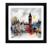 City of Manchester Gestural Art No.1 Framed Print | 18x18 Inch Black Framed Wall Art | Ready to Hang | Eclectic Cityscape Picture | Living Room Bedroom Lounge Office