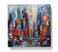 City of New York Canvas Print | Gallery Wrapped 30mm Frame Wall Art | 20x20 inches | Ready to Hang | Abstract Cityscape Picture | Living Room Bedroom Lounge Office